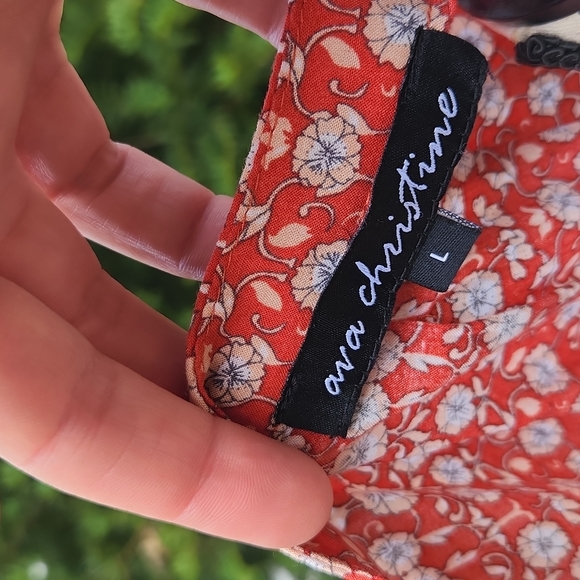 AVA CHRISTINE ▪︎ Sleeveless Tunic, V-Neck, Floral Print in a rusty red, L - Picture 6 of 8